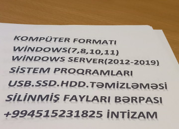 Kompüter FORMATI windows (7 8 10 11)windows server