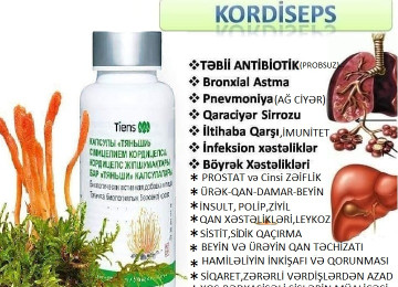 " Kordiseps "-Original və Tam Təbii,Yeganə Probsuz