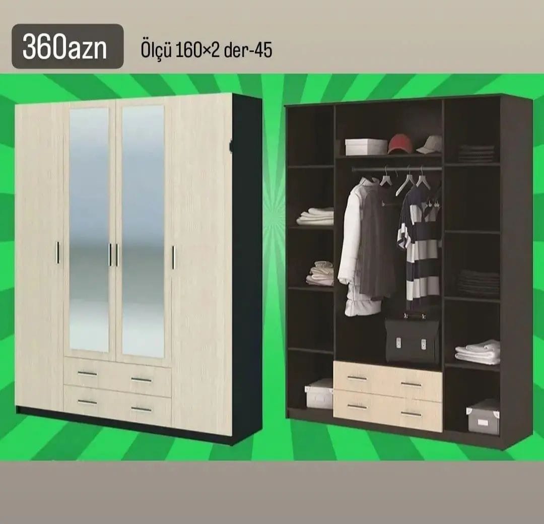 Paltar şkafı Sifarişlə hazırlanır Rəng seçimi var Ölçü