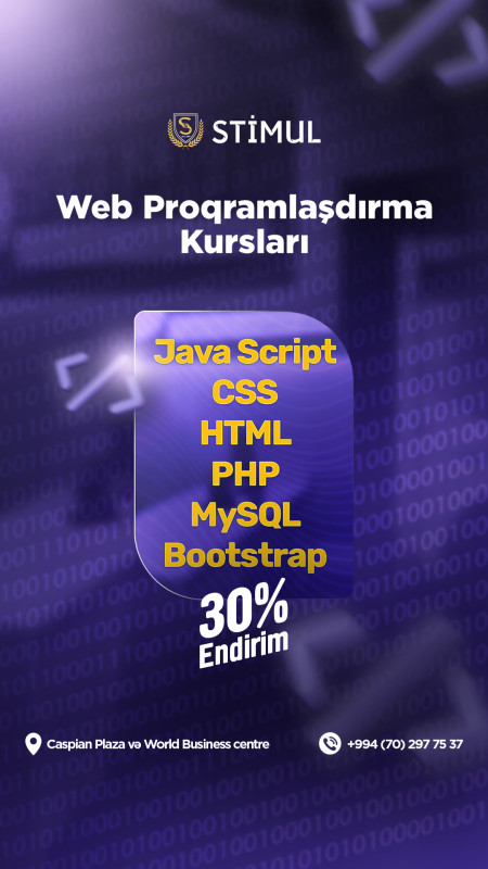 “Full stack web developer”, “Web Dizayner” kursları Zamanın tələbinə uyğunlaşaraq XXI əsrin peşələrindən birinə