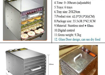 Meyvə qurudan 6 padnoslu makina. 110/220V. 50/60 Hz.
