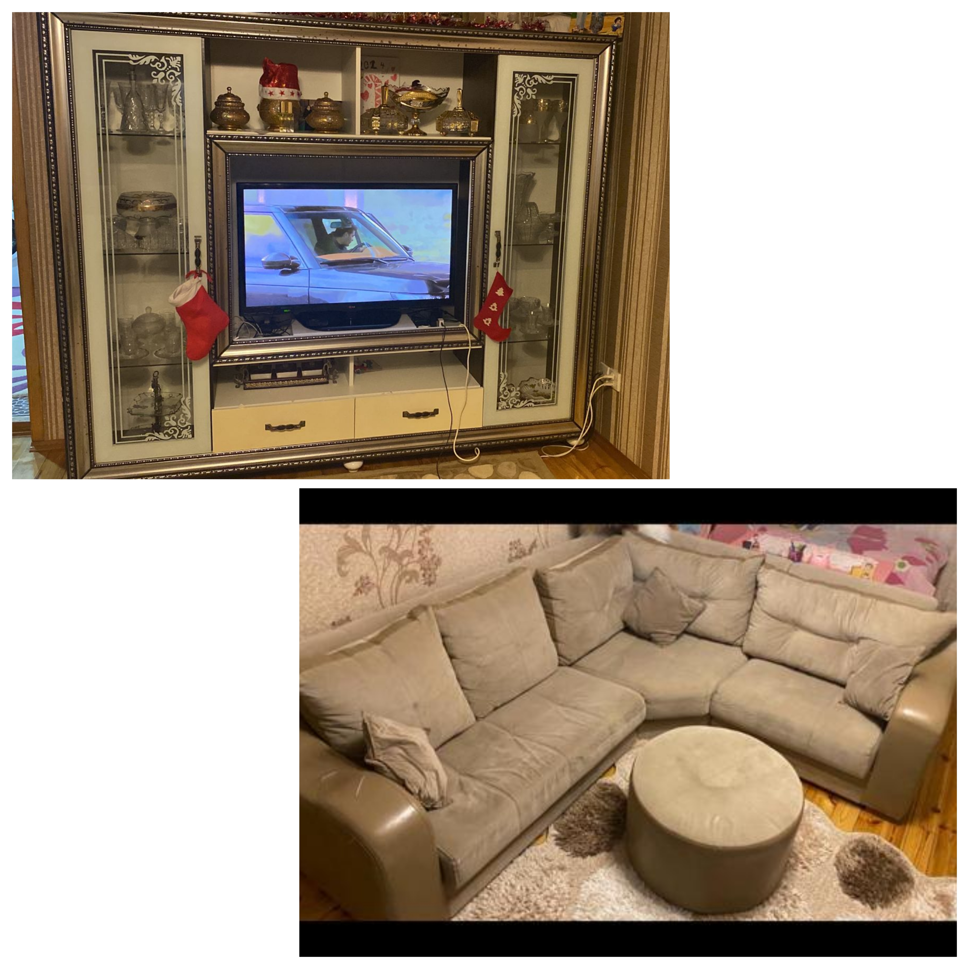 Künc divan baza var,açılır. Pufiklə 350 azn. Tv stend 350