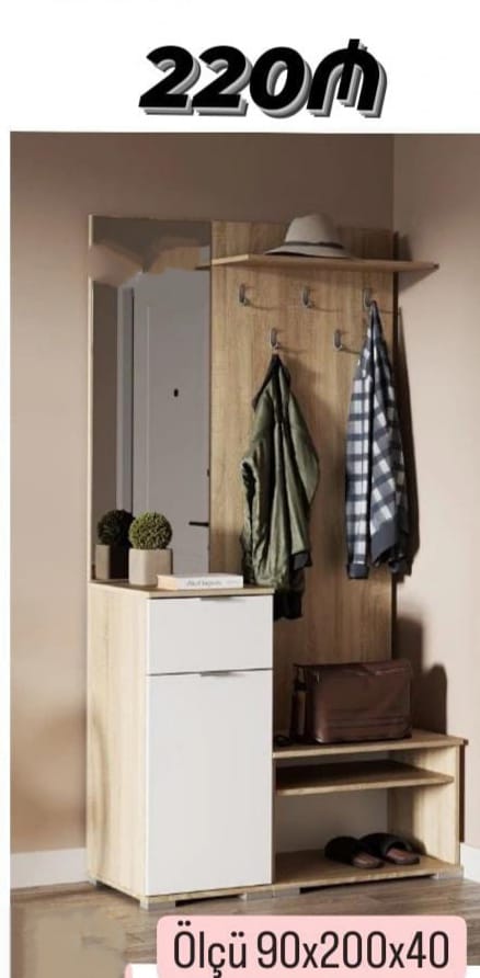 Dəhliz şkafı Sifarişlə hazırlanır Rəng seçimi var Ölçü