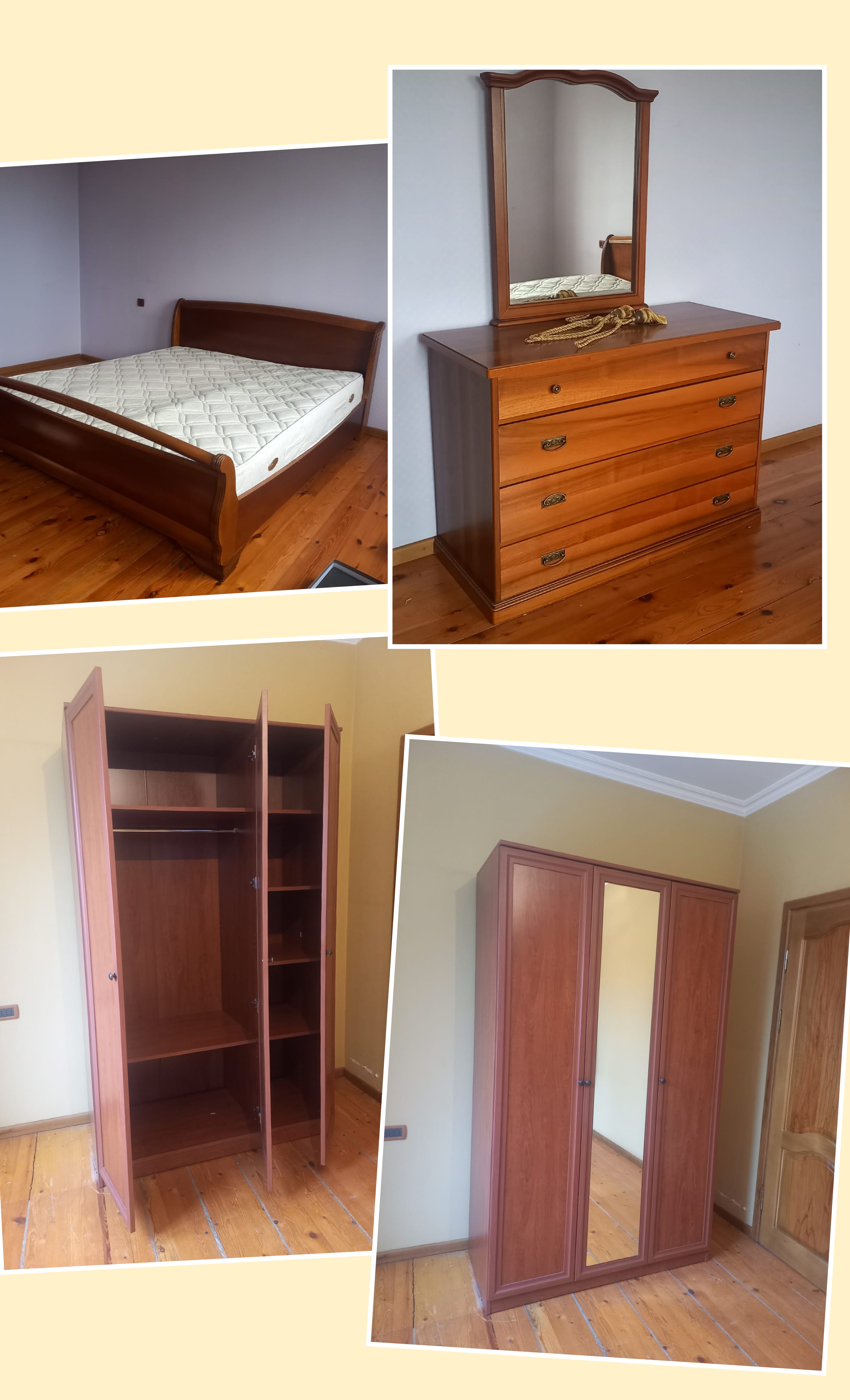 Italiyada yığılmış yataq mebeli termo, şkaf, matrasla