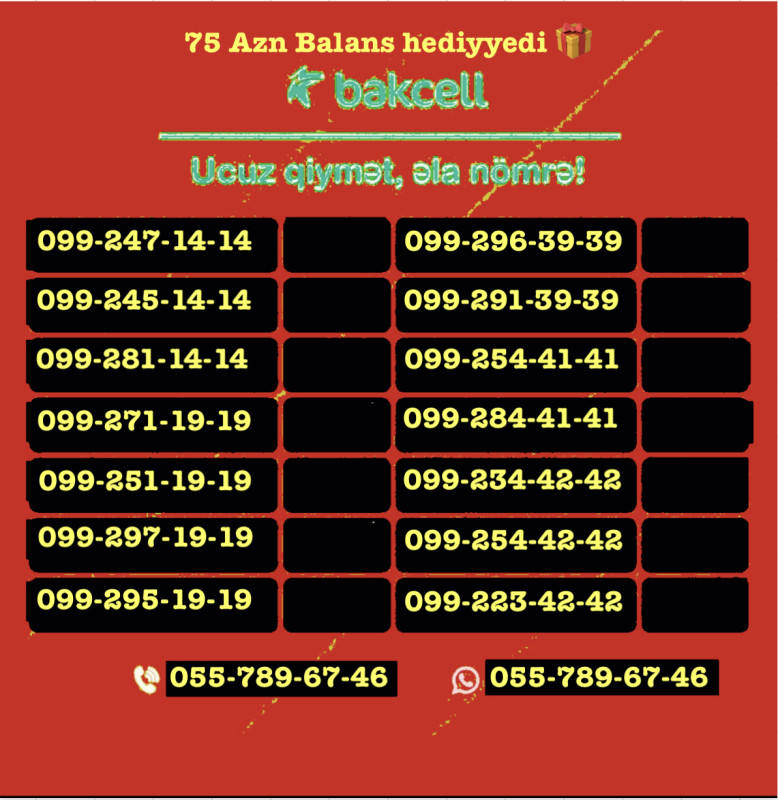 Bakcell Nomre 0992971919 🇦🇿✅AZERCELL 050/051/010🤩BAKCELL 055/099🤩NAR