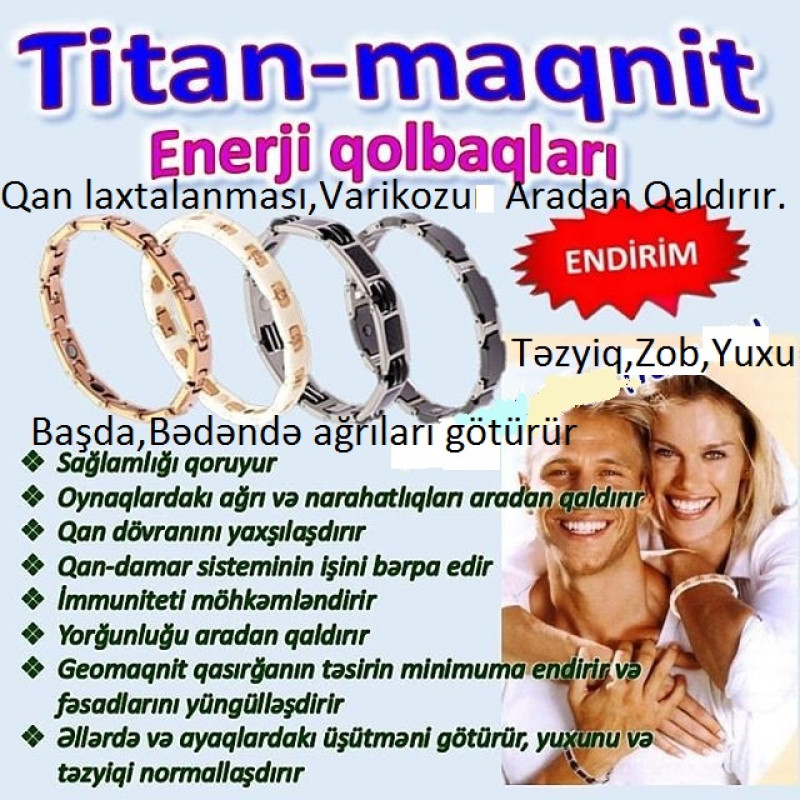 Titan Maqnit Müalicəvi Qolbaq-Təziq,Qan Dövran,Ağrı,Yuxu,Göz,Zob,Ürək-Damar,İmun,BioEnerji *Titan Maqnit Müalicəvi BioEnerji Qolbaqlar*-Bütün
