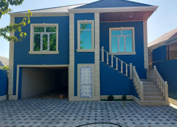 4 OTAQLİ QOŞA DAŞLA TUKİLMİŞ ALTI QARAJLI EV SATİLİR!