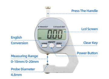 Rəqəmsal mikrometr. - Yüksək dəqiqli qalınlıq ölçmə aləti.