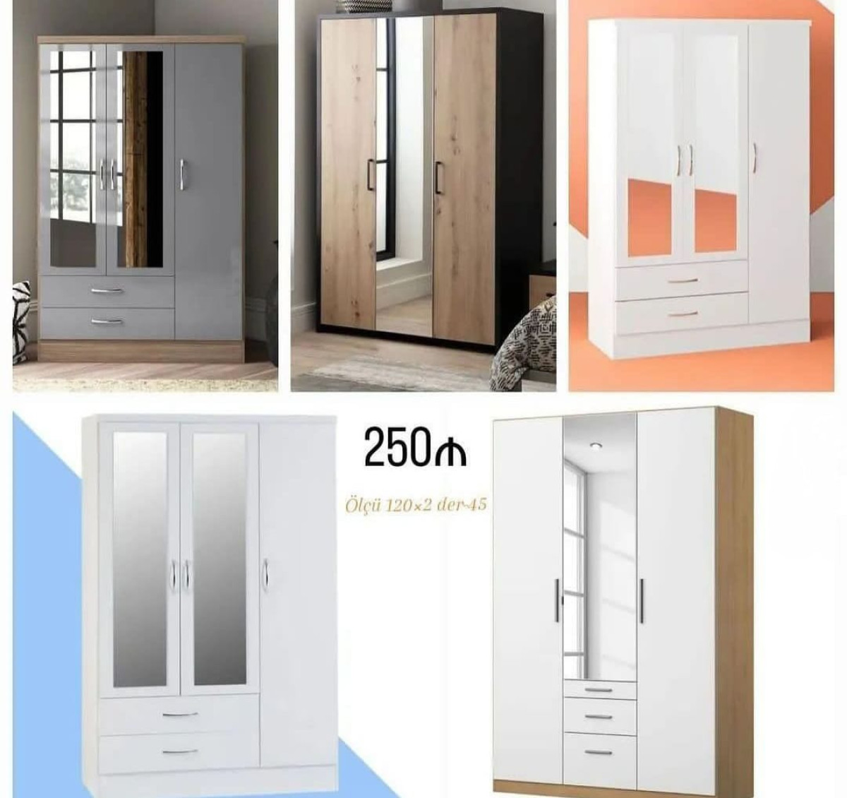 3Qapılı dolab 3Qapili Dolabs Sifarişlə hazırlanır Rəng seçimi var Ölçü
