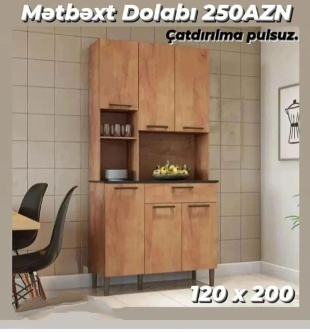 Mətbəx dolabı Sifarişlə hazırlanır Rəng seçimi var Ölçü