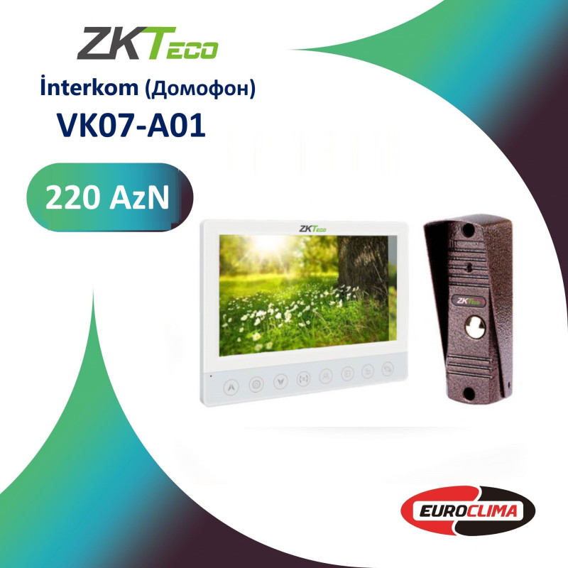 interkom (Домофон) VK07-A01 ZKTeco VK07-A01 interkom (Домофон).! qiyməti 220 manatdır.!