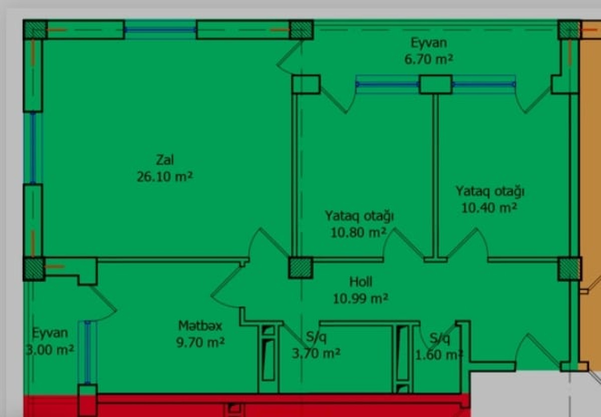 Menzil Xırdalanda 7/1ci mertebesi jasmin yaşayış kompleksi 100kv.m