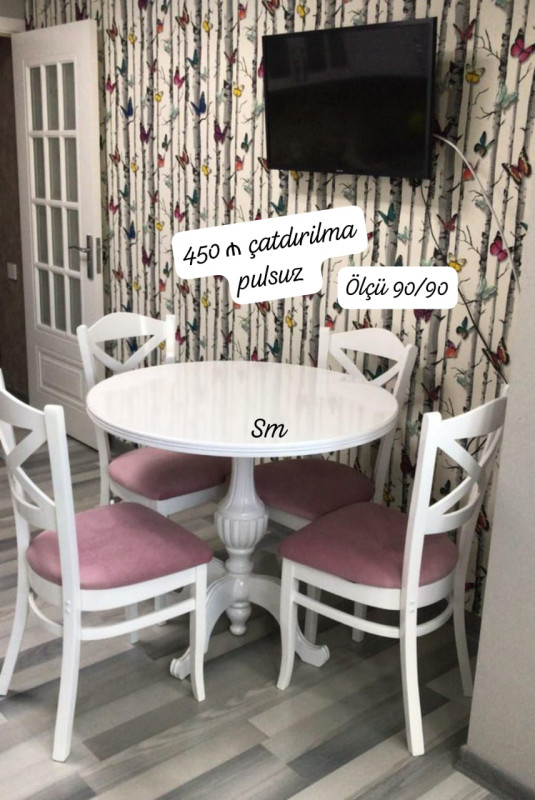 Stol stul desti *450 aznTumbalı masa+ 4 stul* yenidir çatdırılma şəhər içi