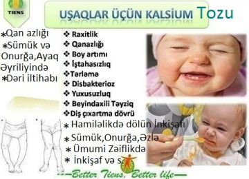 " Uşaqlar Üçün İonlaşdırılmış Kalsium Tozu "-Dünyada