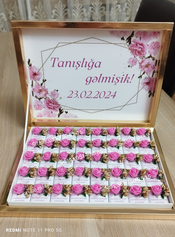 Tanisliq xonca konfetler Tanisliq xonca konfetleri sifarisle hazirlanir.Sifarisler