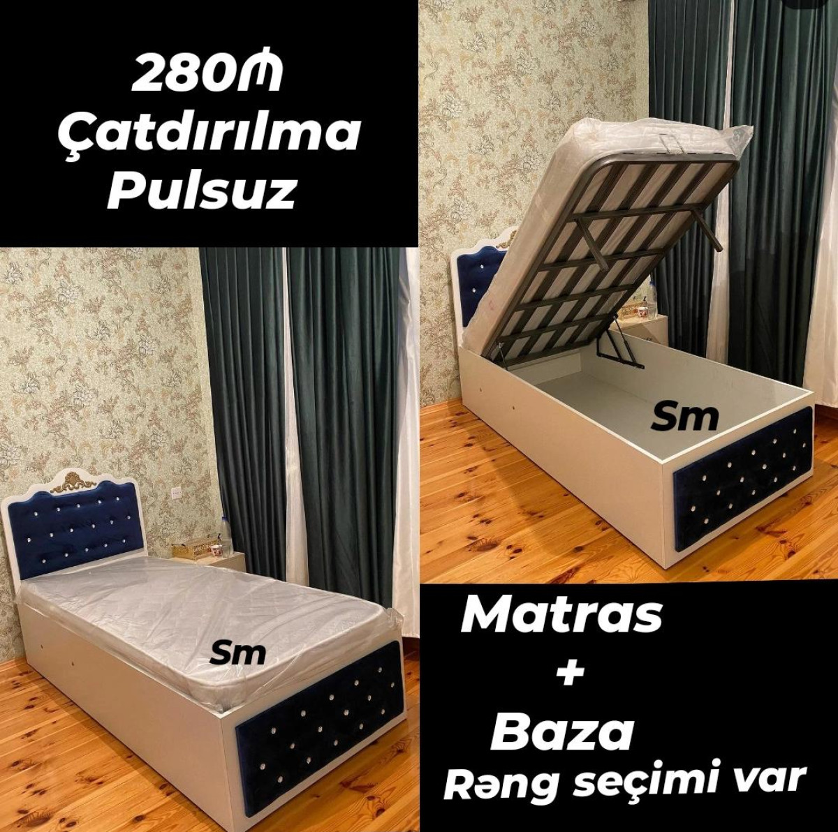Çarpayı.kravat *BAZALİ Tek nəfərlik çarpayı* Rəng seçimi var . 📏90/200 sm