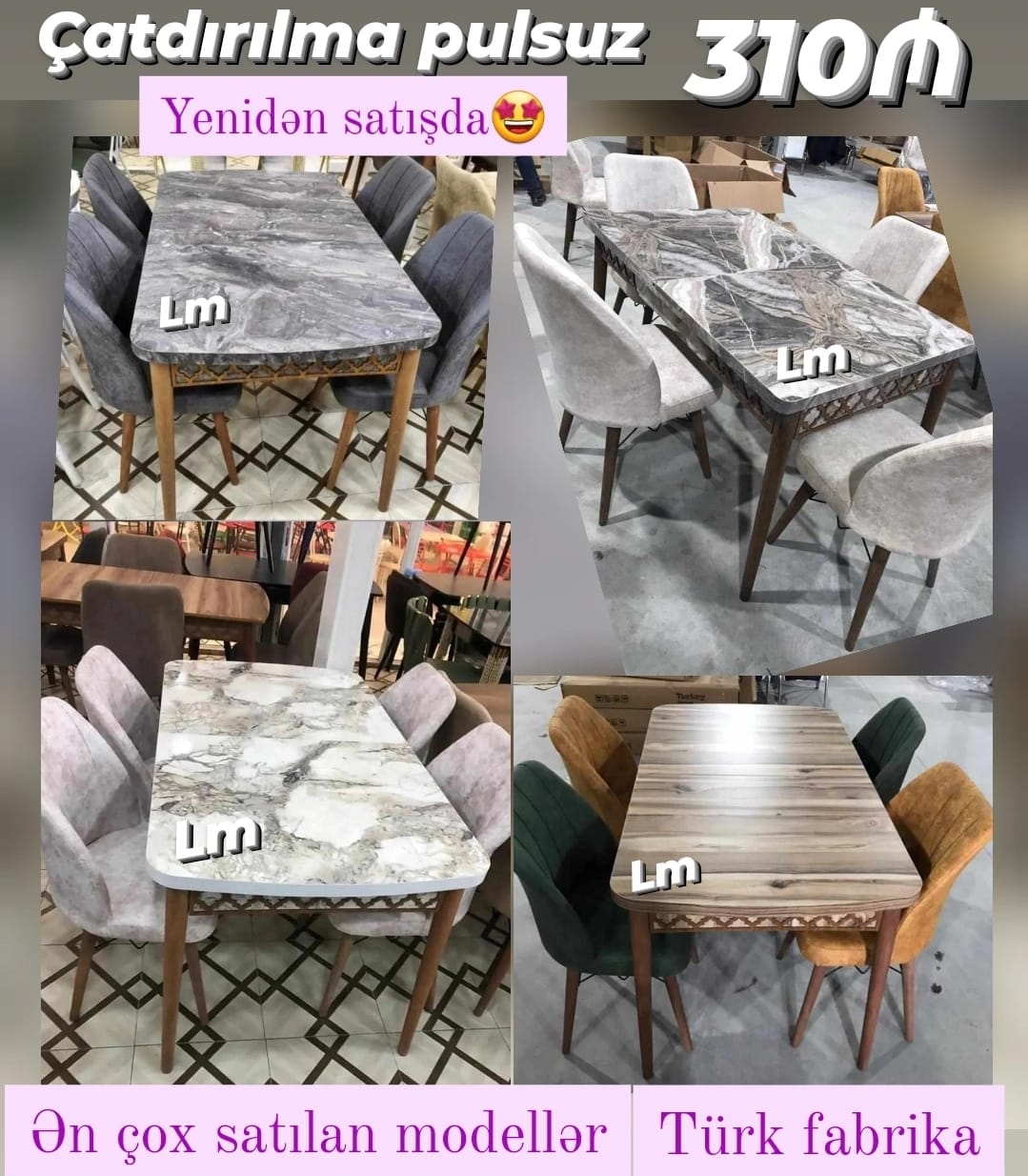 *Masa dəsti* 💥 _🇹🇷 *TÜRK FABRİKA🇹🇷*_ _*ENDİRİMLƏ*_ : *310