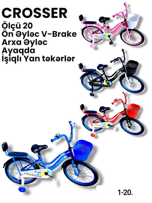 Crosser 20 Yeni velosipetdir.4 rəngi mövcuddur.6;7 yaşlı uşaqlar üçün