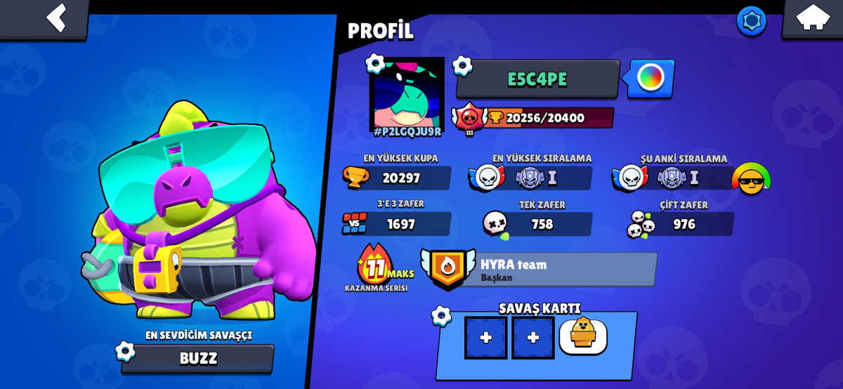 Brawl Stars Hesab Brawl Stars Hesabidir 20K kupa icindeki kostumlet efsanedir