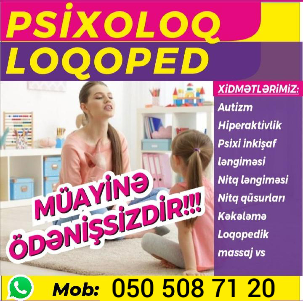 Loqopedik və psixoloji xidmətlər Loqopedik və psixoloji xidmətlər