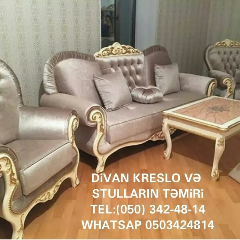 Divan kreslo ve stullarin yuksek keyfiyyetde temiri Divan kreslo ve stullarin yuksek keyfiyyetde temiri. Eger