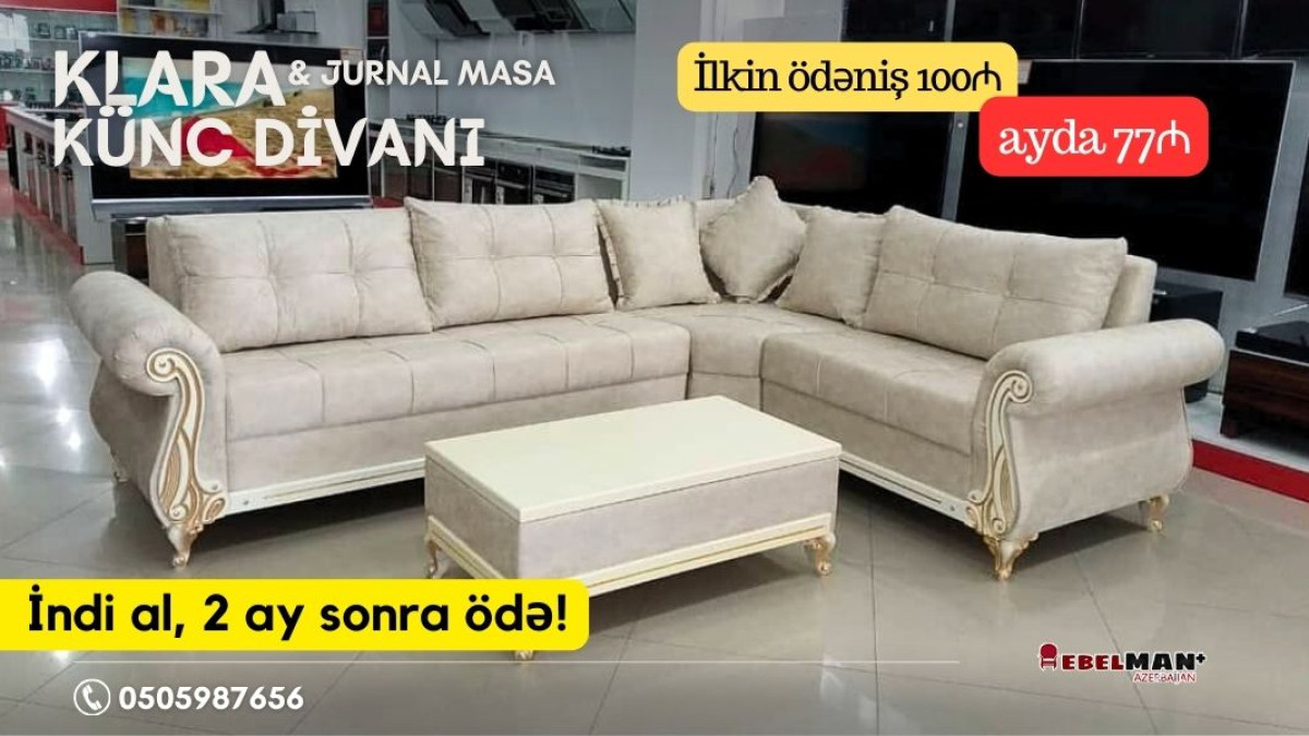 Künc divanlar kreditlə | İNDİ AL 2 AY SONRA ÖDƏ Diqqət! İndi al 2 ay sonra ödə! Əla fürsəti qaçırmayın!