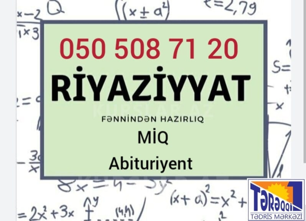 Riyaziyyat hazırlığı Riyaziyyat hazırlığı. Tərəqqi-1 Tədris Mərkəzi sizləri