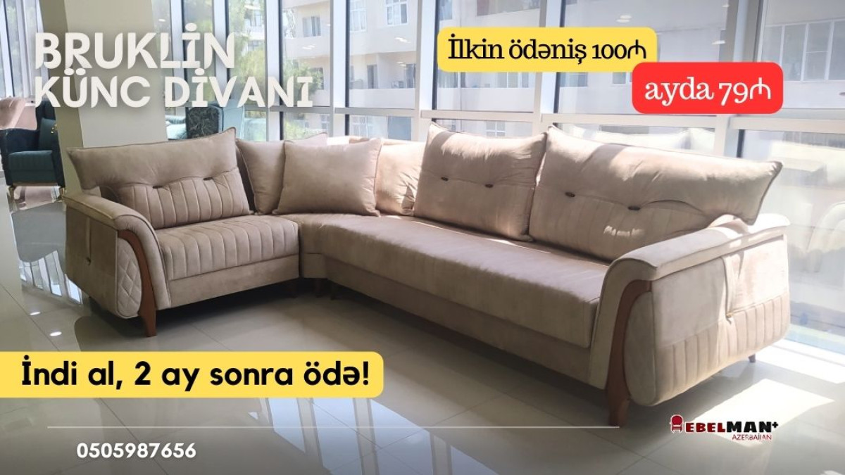 Künc divanlar kreditlə | İNDİ AL 2 AY SONRA ÖDƏ Diqqət! İndi al 2 ay sonra ödə! Əla fürsəti qaçırmayın!