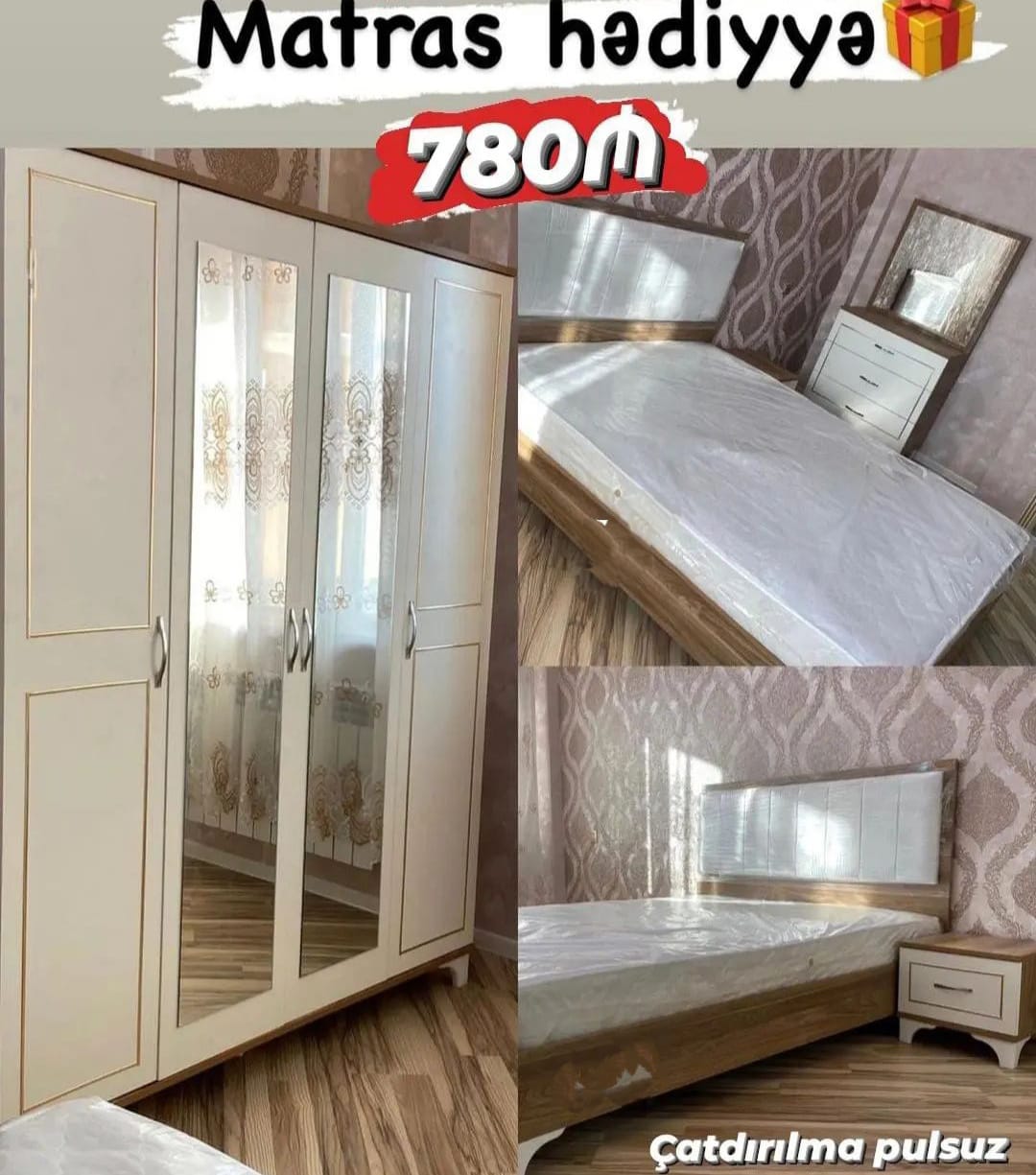 Yataq dəsti Sifarişlə hazırlanır Rəng seçimi var Taxt