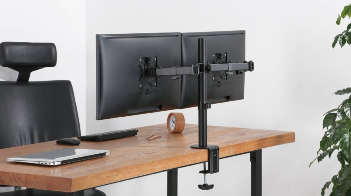 Monitor tutacağı satılır Ətraflı Şəkildə yazılıb.Stolüstü iki monitorluq kronşteyn