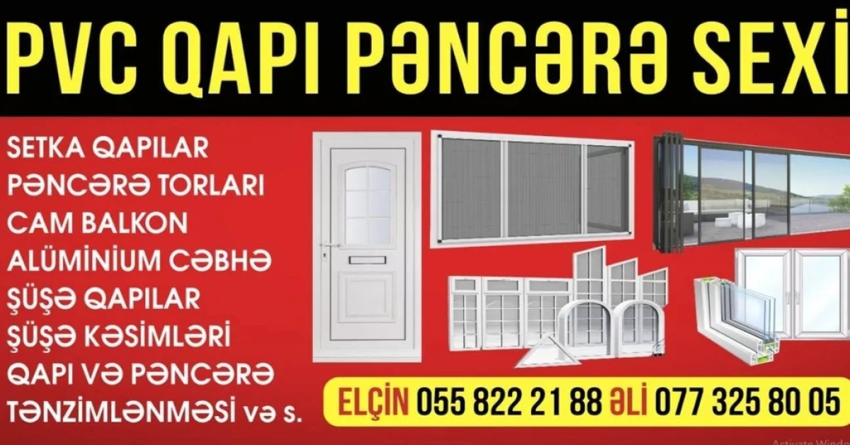 Plastik qapı pəncərə istehsalı Plastik qapı pəncərə..Cam balkon.. Alüminium cəbhə..