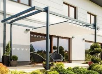 relsli tent. Kafelərde ekonom perqola sistemlərinin