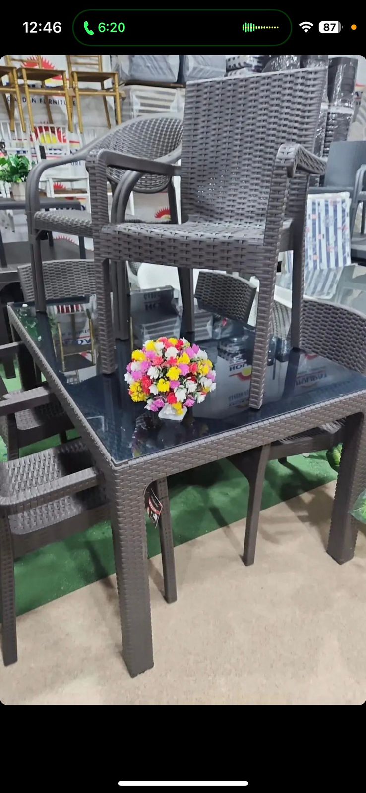 Plastik Rattan dəsti Şüşəli model Türkiyə istehsalı