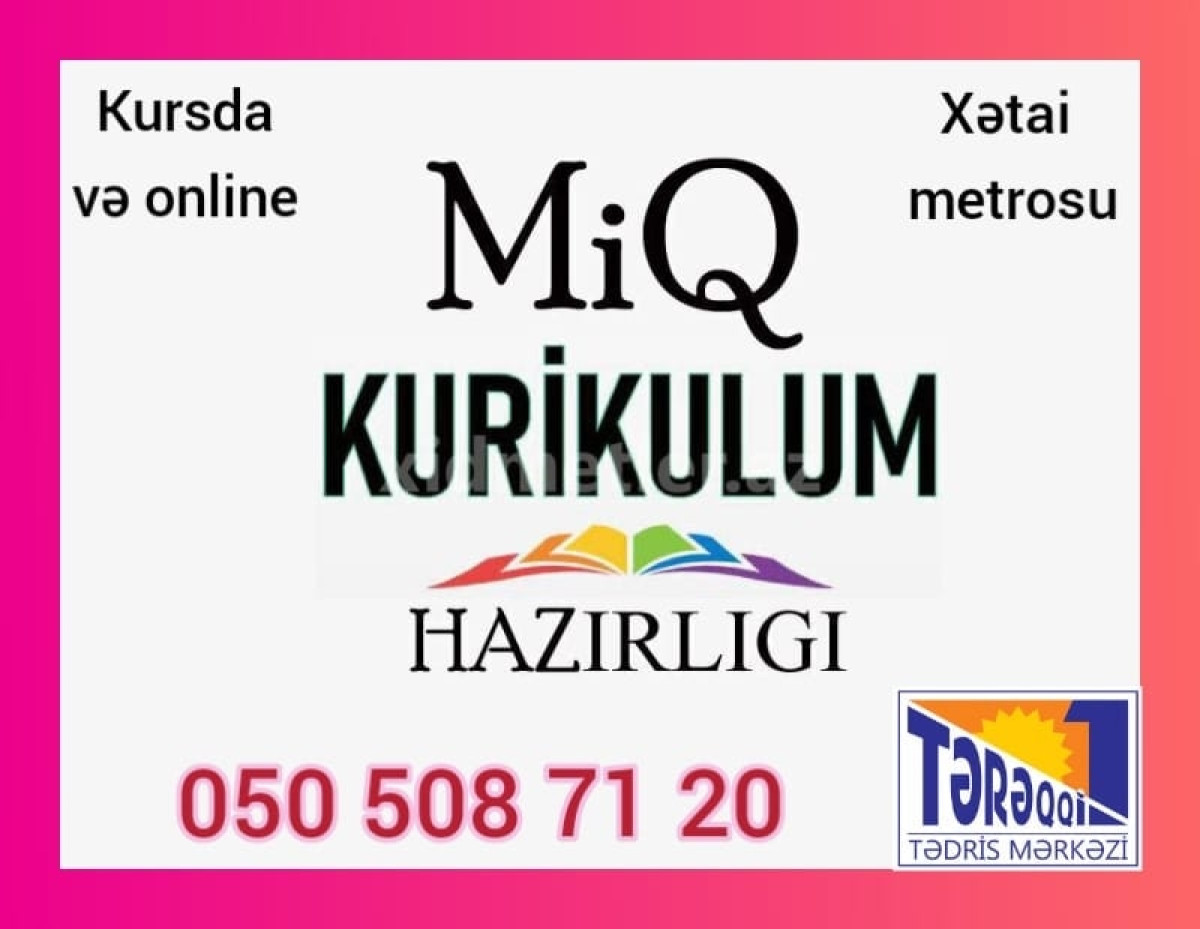 Kurikulum hazırlığı Kurikulum hazirliği. MİQ imtahanlarına hazırlaşanlar üçün