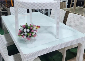 Plastik Rattan dəsti Şüşəli model Türkiyə istehsalı