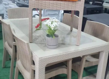 Plastik Rattan dəsti Şüşəli model Türkiyə istehsalı