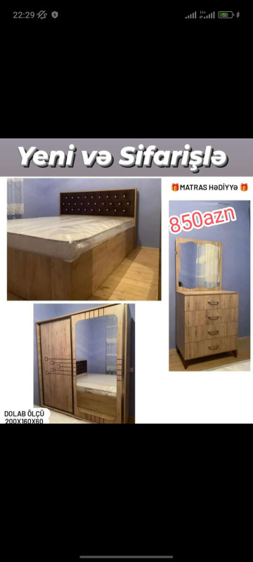 Yataq mebeli Yataq mebeli Sifarişlə hazırlanır Rəng seçimi var Taxt