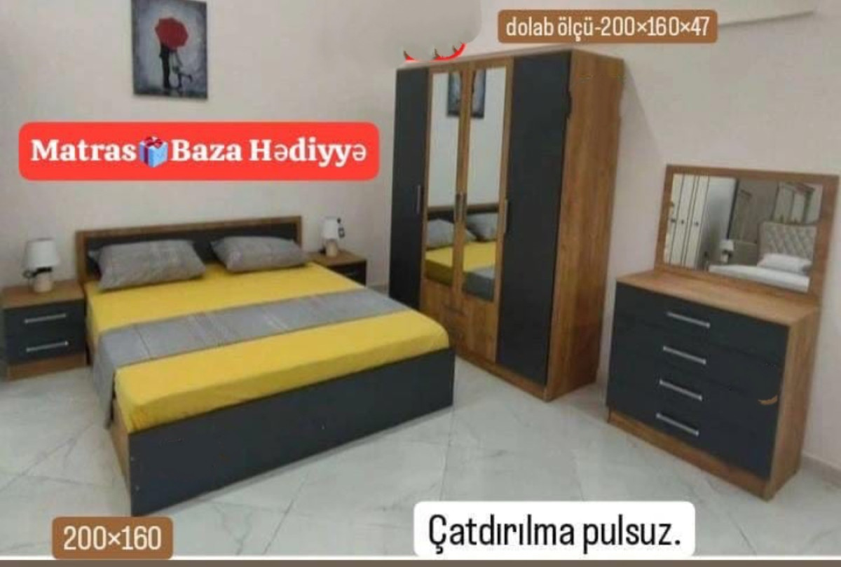 Yataq mebeli Yataq dəsti Sifarişlə hazırlanır Rəng seçimi var Taxt