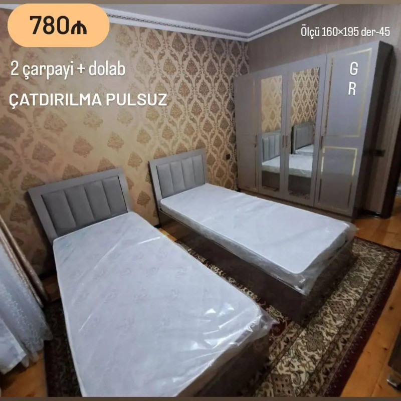 Yata desti yataq mebeli 🔱2 çarpayı + dolab sifarisle 🔱qiymet *💥780azn* *🔱reng*🌈