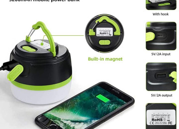 Led Kamp Fənəri Şarj Oluna Bilən Çadır İşığı Suya Davamlı