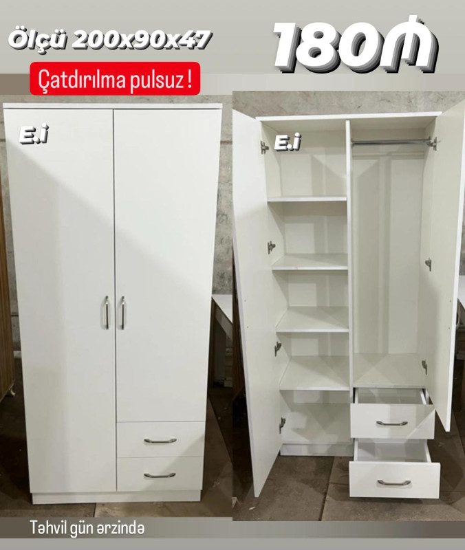 2 qapılı dolab . Şkaf *Çatdırılma+quraşdırılma xidməti şəhər daxili pulsuz* 📌