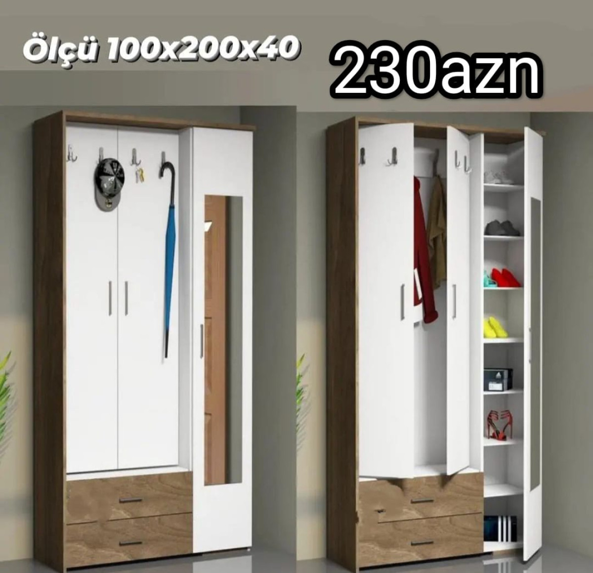 Dəhliz dolabı Dəhliz dolabı Sifarişlə hazırlanır Rəng seçimi var Ölçü