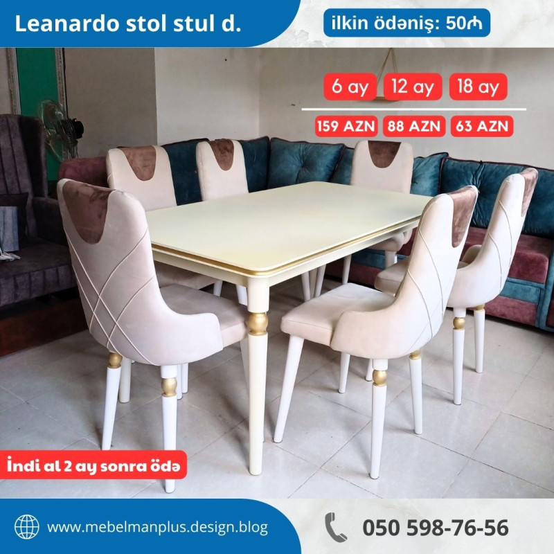 Stol Stul dəstləri KREDİTLƏ | 2 AY SONRA ÖDƏ Diqqət! İndi al 2 ay sonra ödəməyə başla! Onlarla çeşidlə