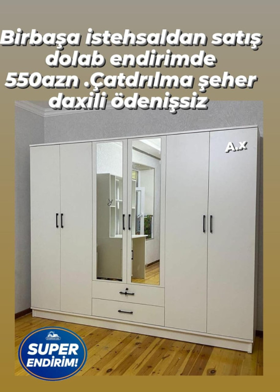 Dolab şkaf 💎Sifarişle hazırlanır. 💎Reng ölçu seçimi serbestdir. 💎En