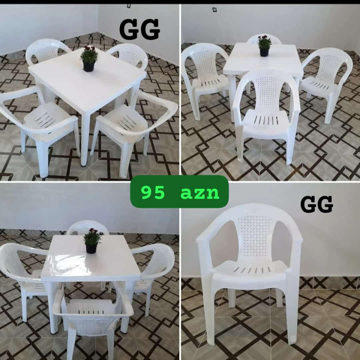 Plastik stol stul Yeni Masa Desti 95_azn Hazir elde Masanin olcusu 80×80