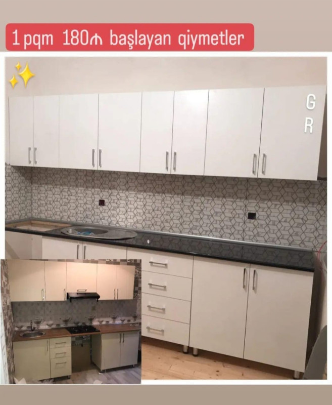 Mətbəx mebeli sifarişlə 🔱metbex mebeli sifarisle 🔱qiymet *1pqm* 🔱Ağ krem laminatla
