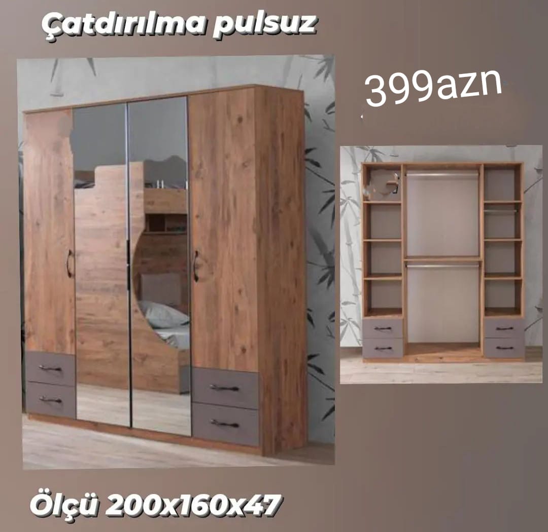 Paltar dolabı Sifarişlə hazırlanır Rəng seçimi var Ölçü