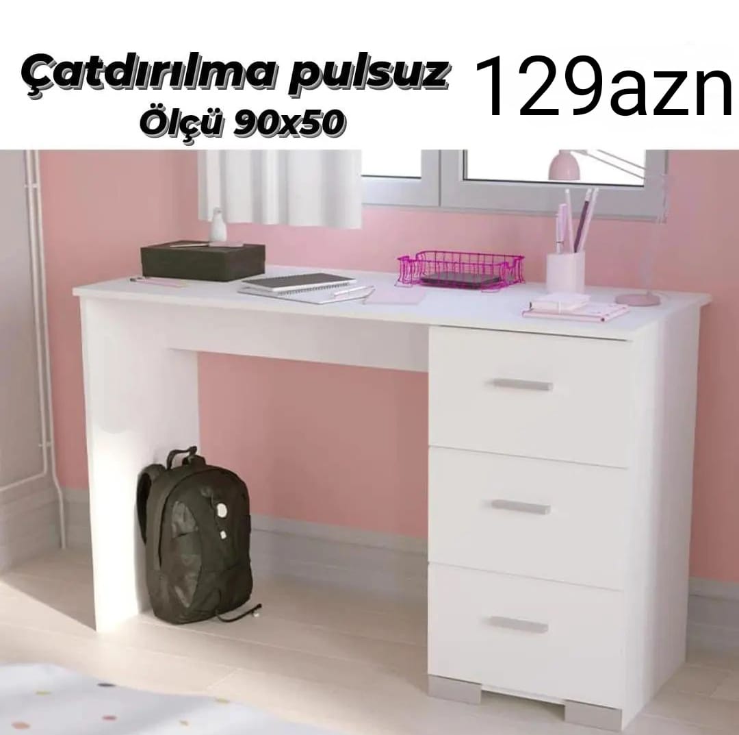 İş masası Sifarişlə hazırlanır Rəng seçimi var Ölçü 90/50