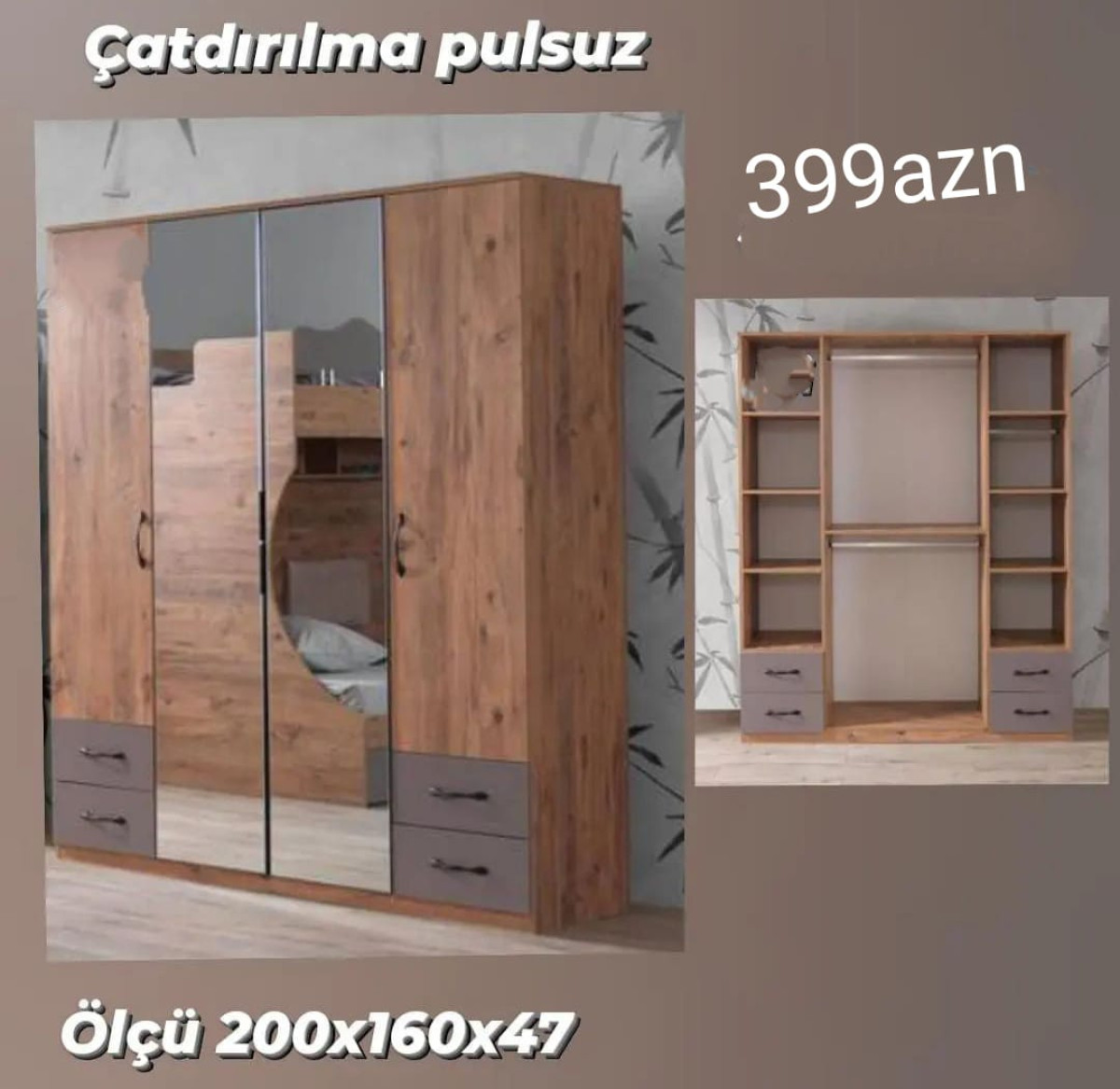 Paltar dolabı Paltar dolabı Sifarişlə hazırlanır Rəng seçimi var Ölçü