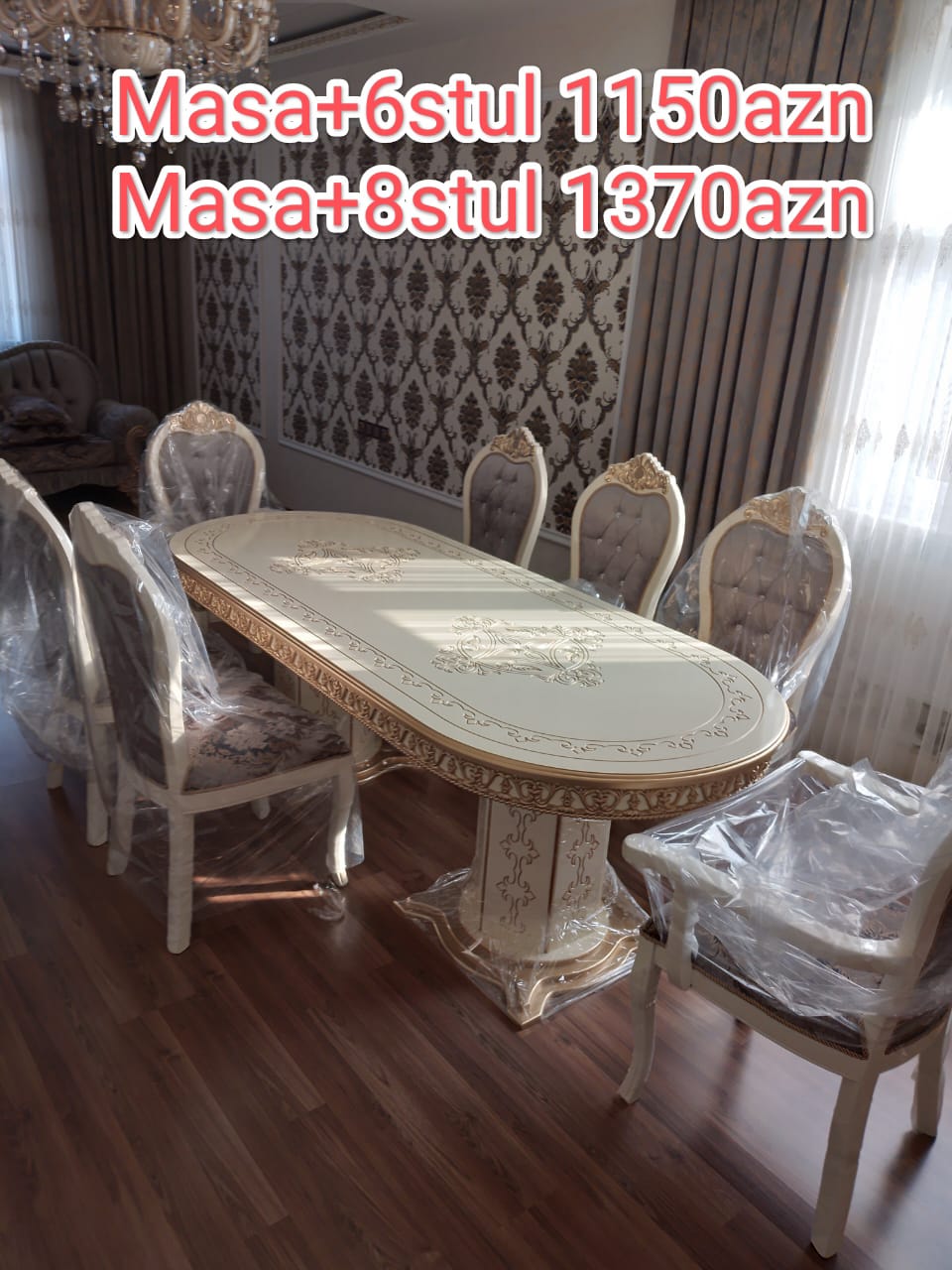 Masa dəsti Sifarişlə hazırlanır Rəng seçimi var 1Masa+6stul